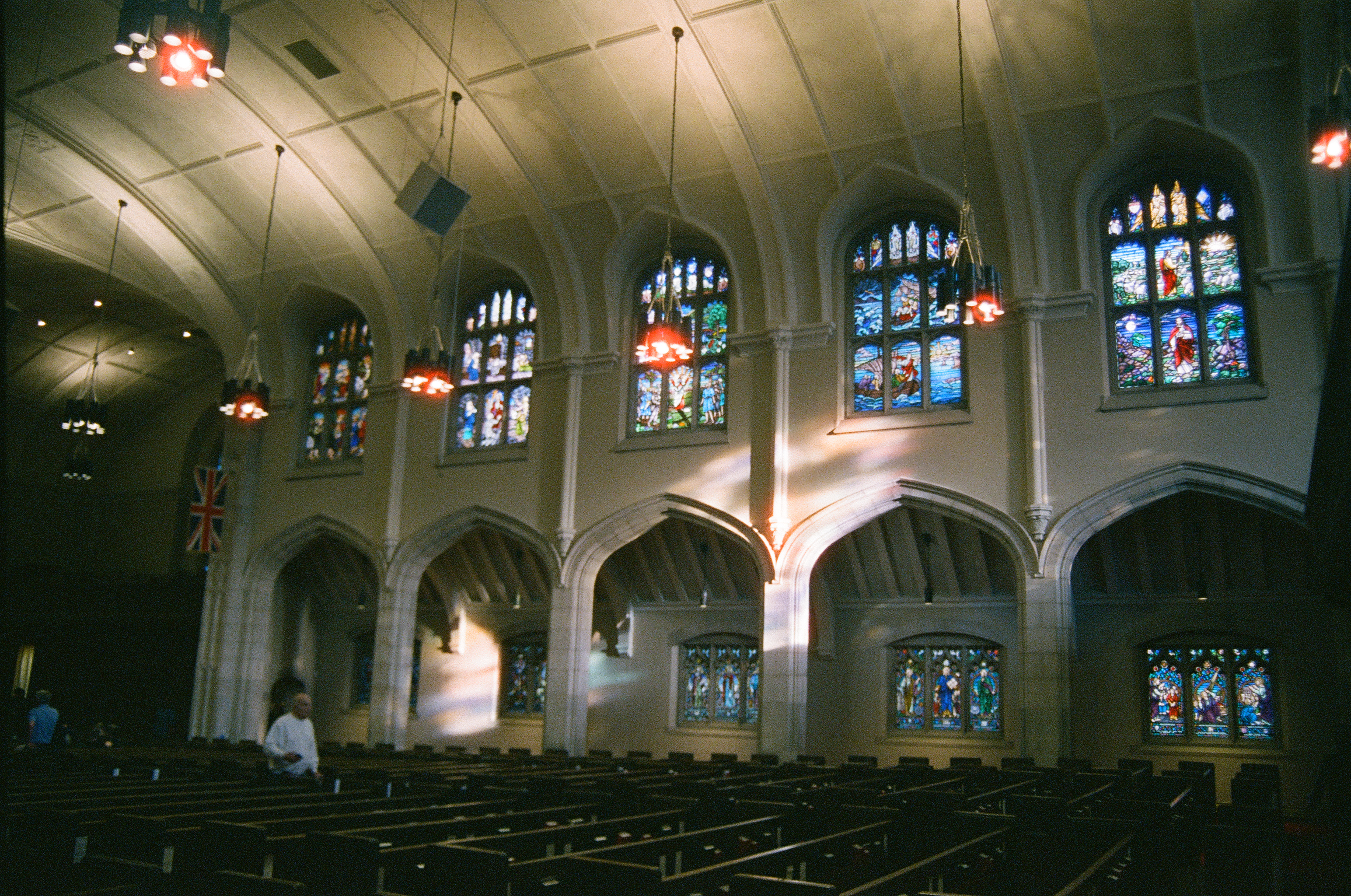 Light shining into a church